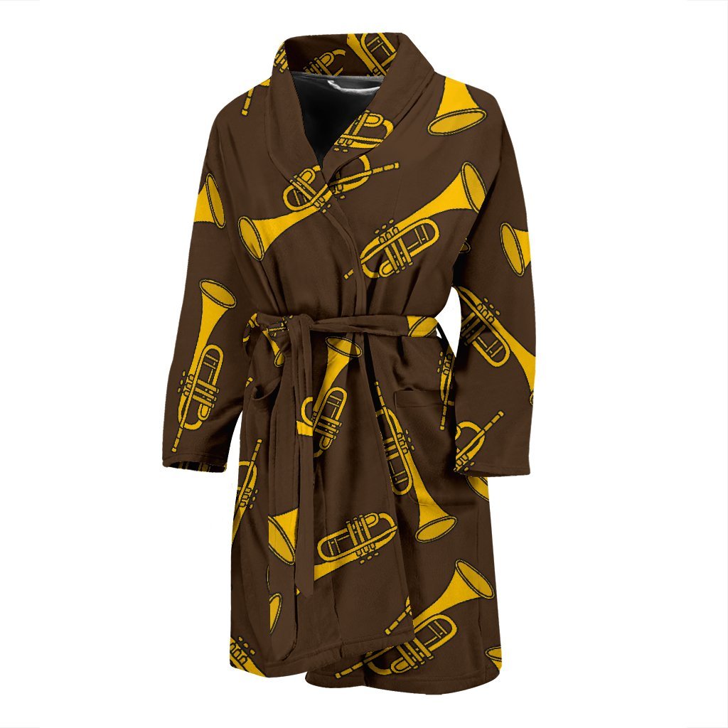 Trumpet Pattern Print Men Long Robe-grizzshop