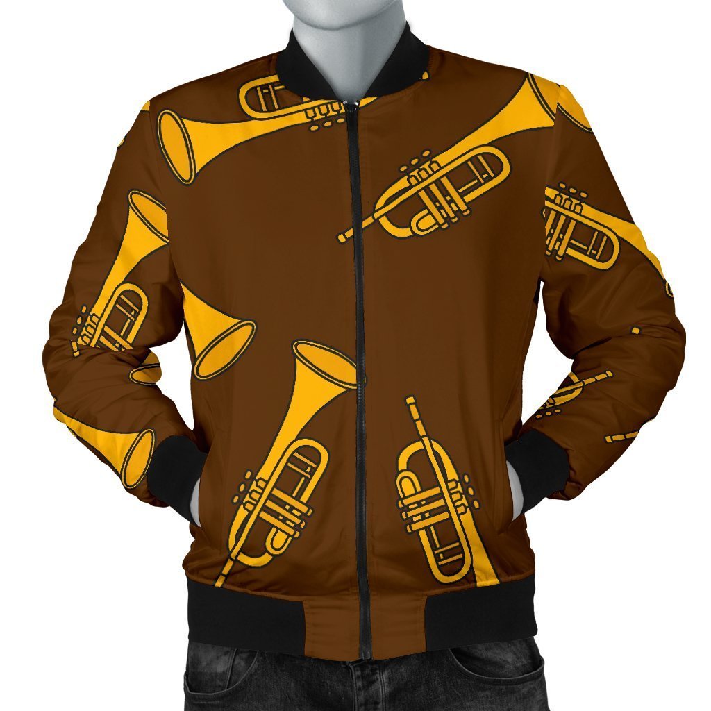 Trumpet Pattern Print Men's Bomber Jacket-grizzshop