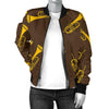 Trumpet Pattern Print Women Casual Bomber Jacket-grizzshop