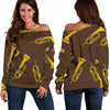 Trumpet Pattern Print Women Off Shoulder Sweatshirt-grizzshop