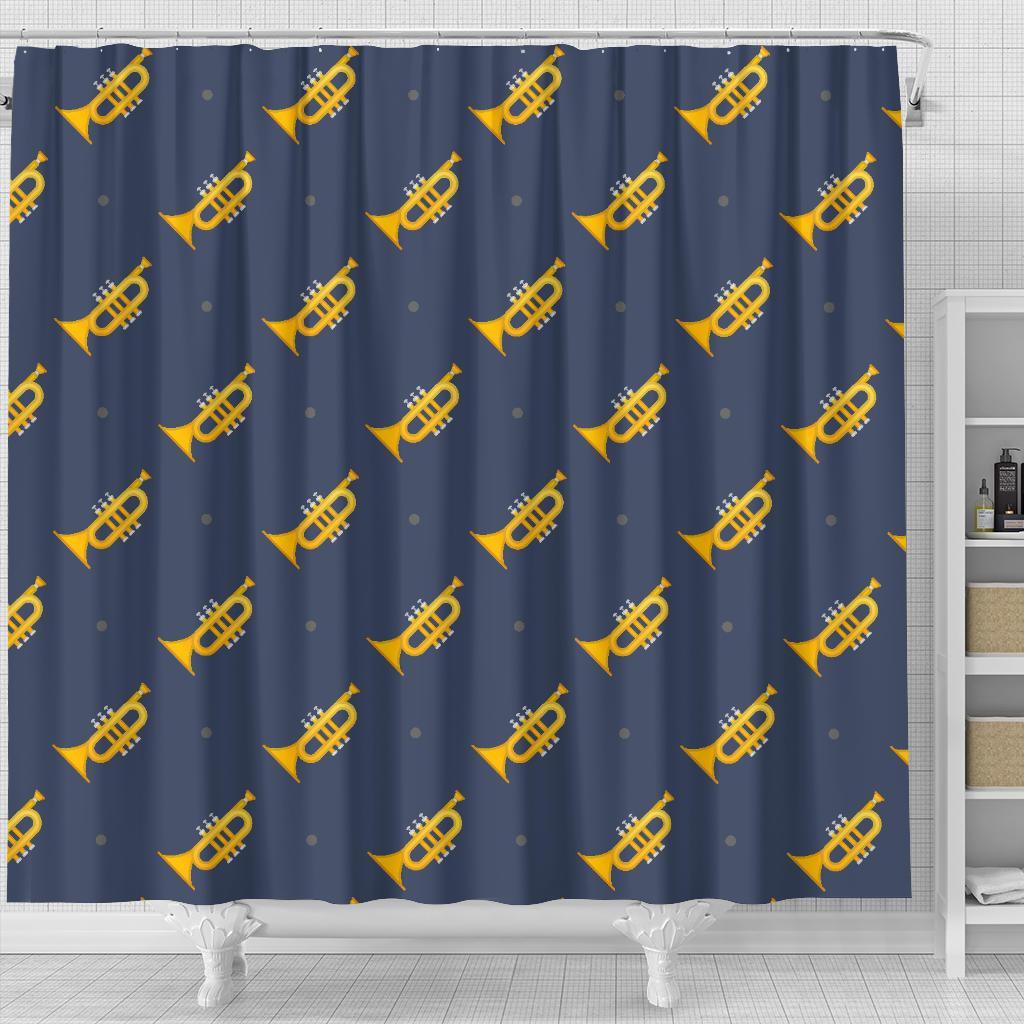 Trumpet Print Pattern Bathroom Shower Curtain-grizzshop