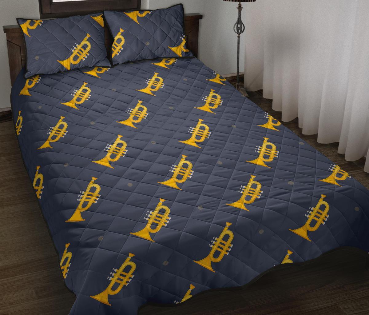 Trumpet Print Pattern Bed Set Quilt-grizzshop