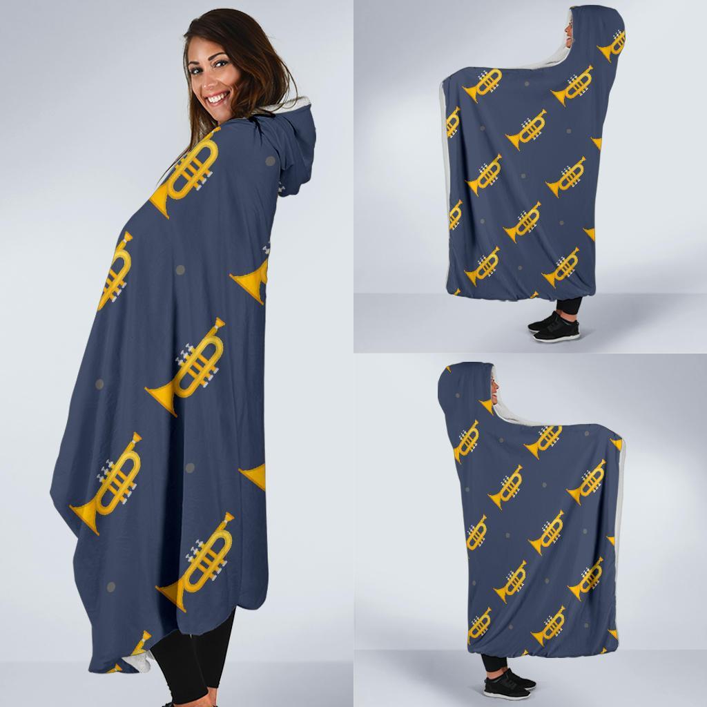 Trumpet Print Pattern Hooded Blanket-grizzshop