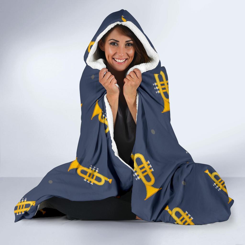 Trumpet Print Pattern Hooded Blanket-grizzshop