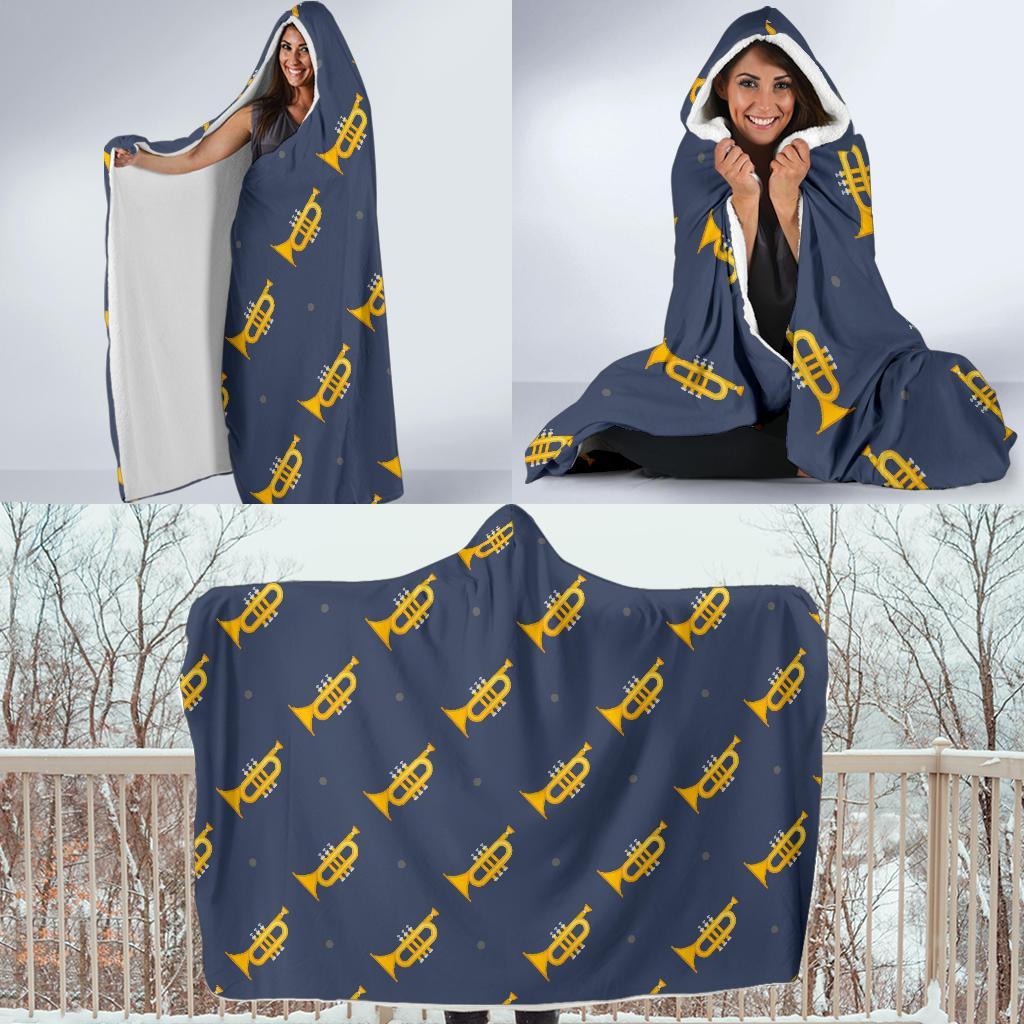 Trumpet Print Pattern Hooded Blanket-grizzshop