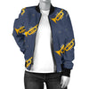 Trumpet Print Pattern Women Casual Bomber Jacket-grizzshop