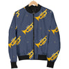 Trumpet Print Pattern Women Casual Bomber Jacket-grizzshop