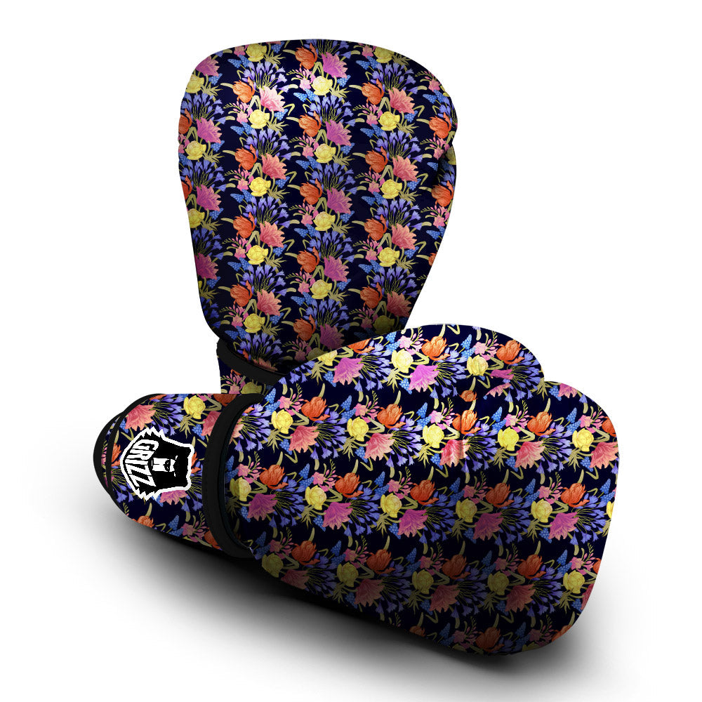 Tulip Colorful Print Pattern Boxing Gloves-grizzshop