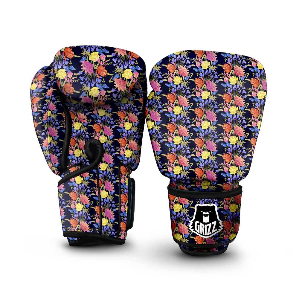 Tulip Colorful Print Pattern Boxing Gloves-grizzshop