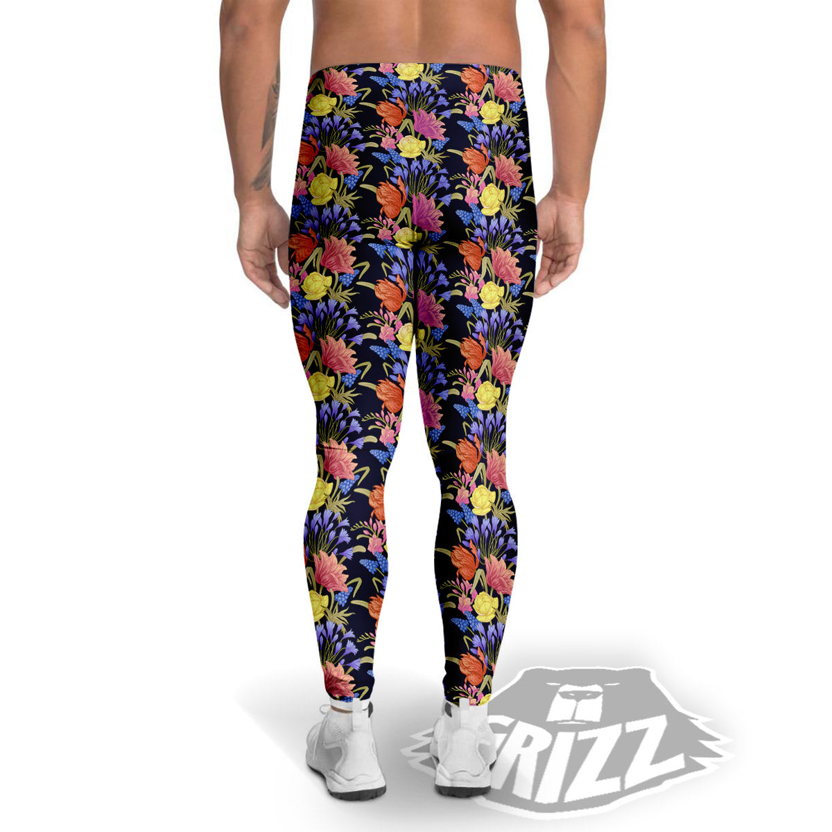Tulip Colorful Print Pattern Men's Leggings-grizzshop