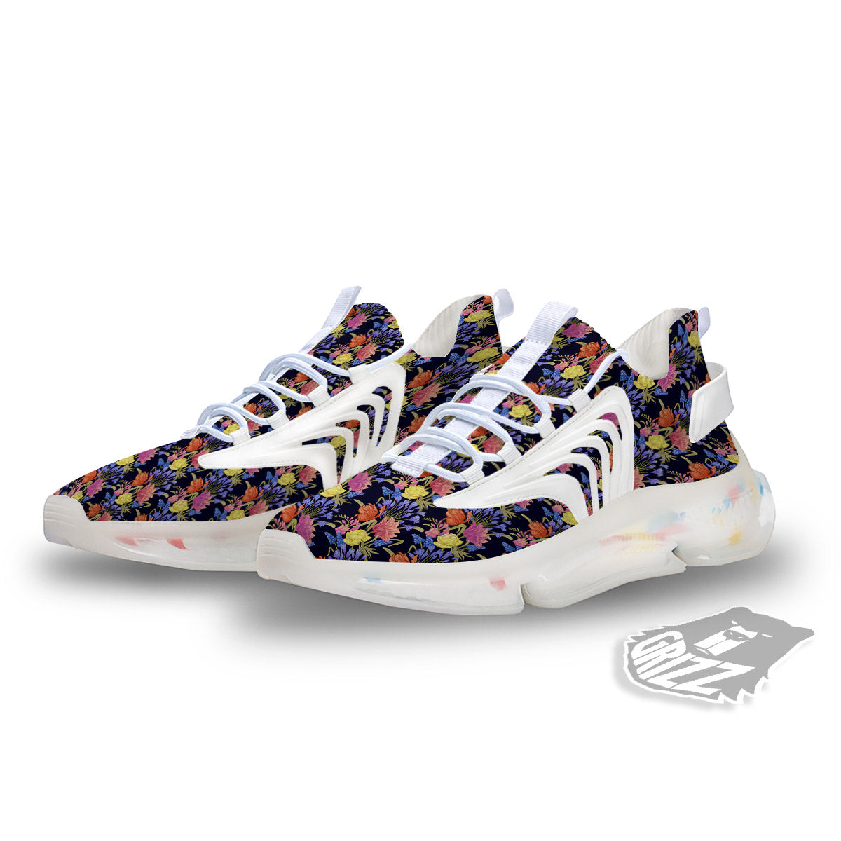 Tulip Colorful Print Pattern White Gym Shoes-grizzshop