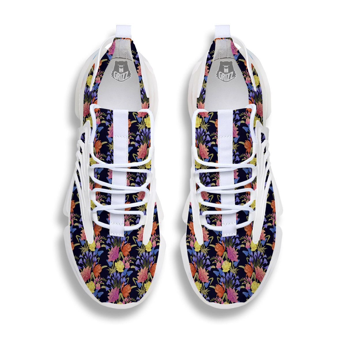 Tulip Colorful Print Pattern White Gym Shoes-grizzshop