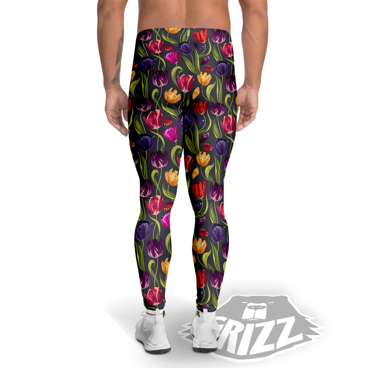 Tulip Colorful Watercolor Print Pattern Men's Leggings-grizzshop