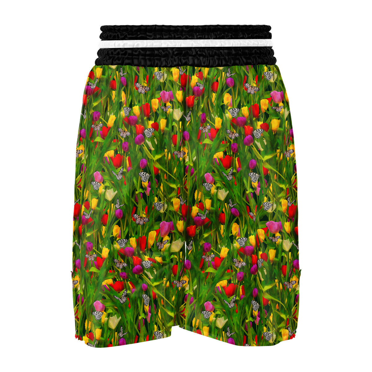 Tulip Field Print Pattern Boxing Shorts-grizzshop