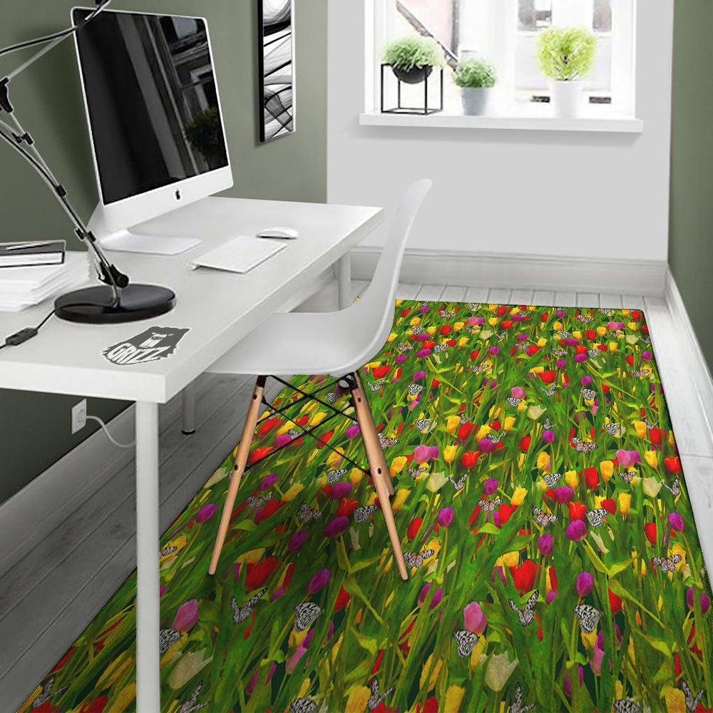 Tulip Field Print Pattern Floor Mat-grizzshop