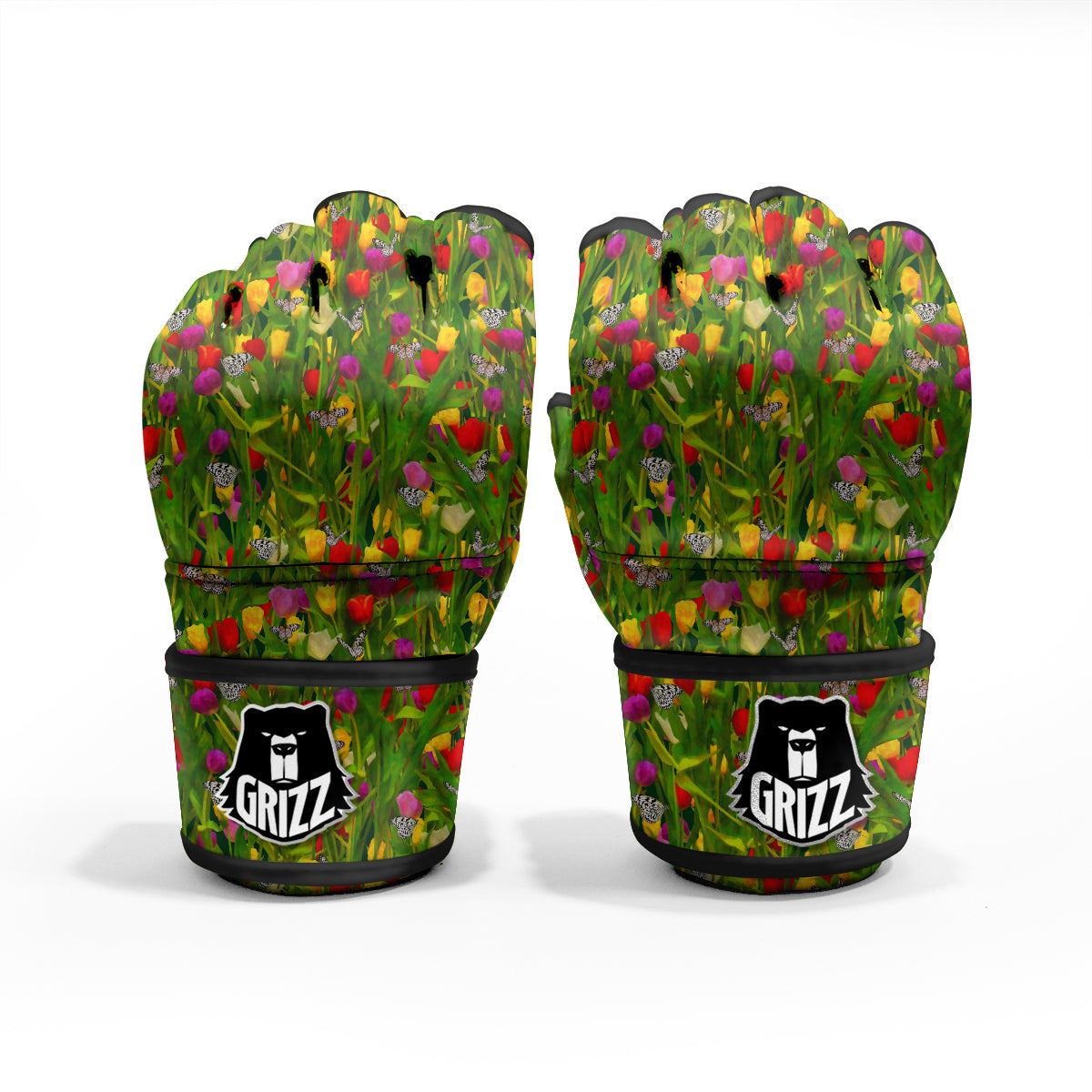 Tulip Field Print Pattern MMA Gloves-grizzshop