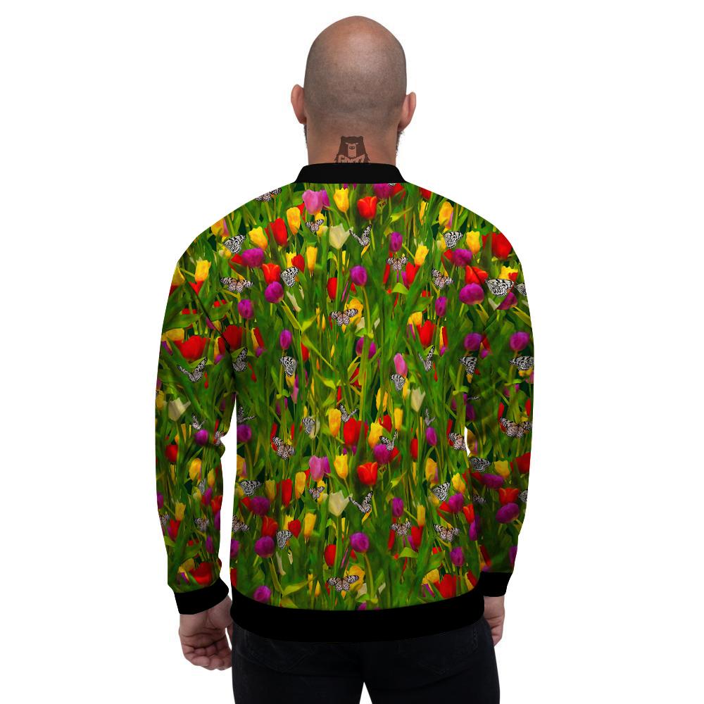 Tulip Field Print Pattern Men's Bomber Jacket-grizzshop