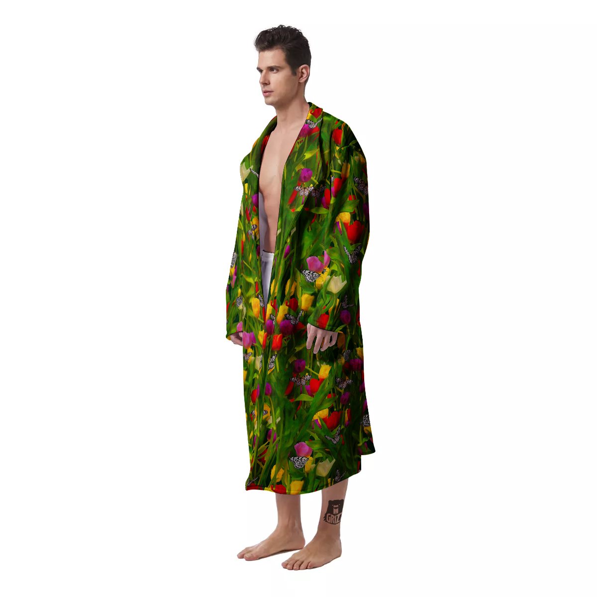 Tulip Field Print Pattern Men's Robe-grizzshop