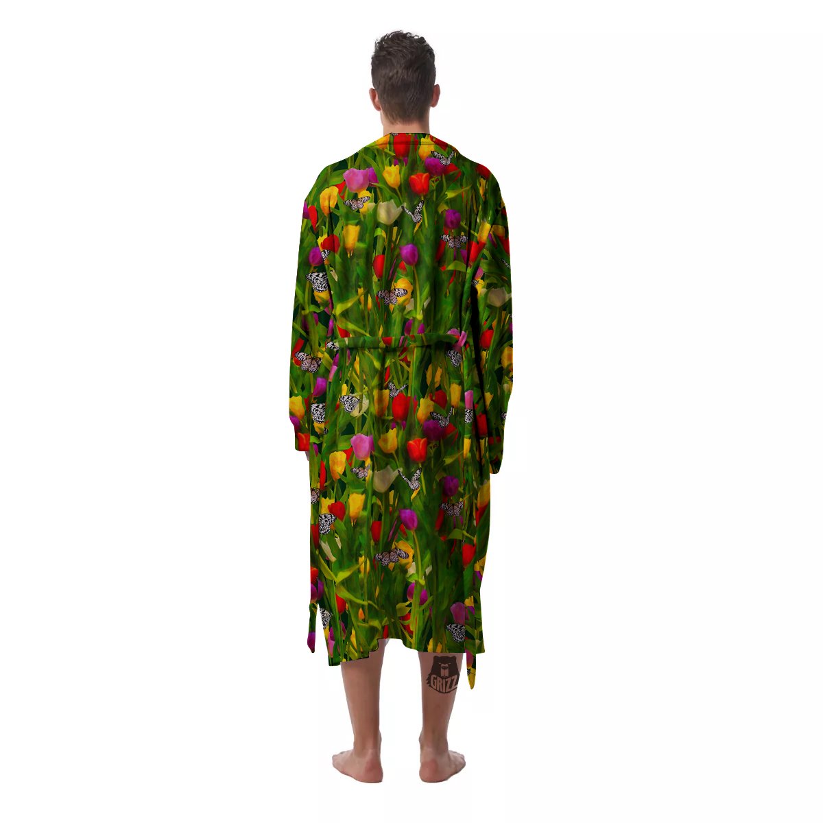 Tulip Field Print Pattern Men's Robe-grizzshop