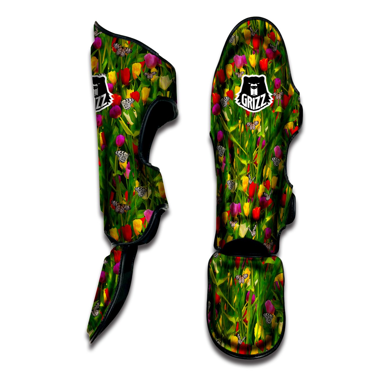 Tulip Field Print Pattern Muay Thai Shin Guards-grizzshop