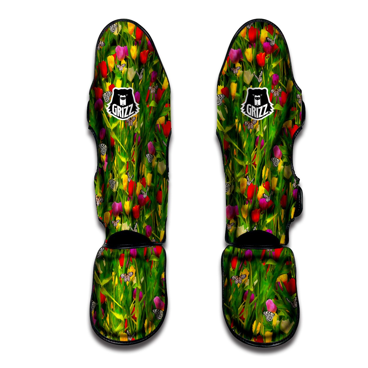 Tulip Field Print Pattern Muay Thai Shin Guards-grizzshop