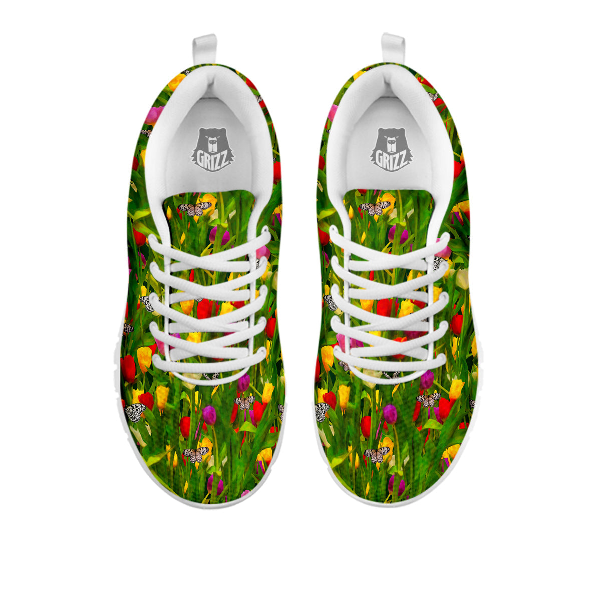 Tulip Field Print Pattern White Sneaker-grizzshop