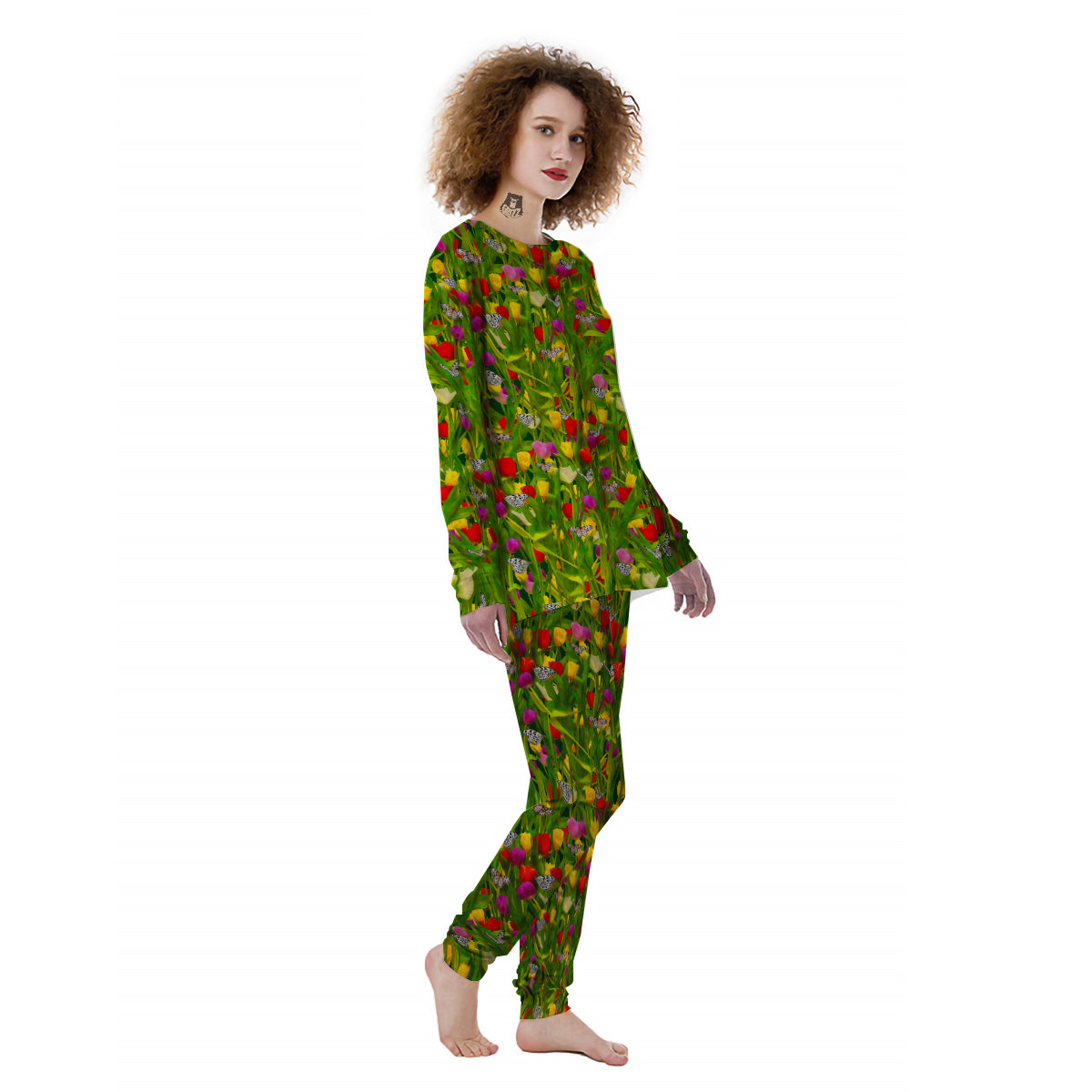 Tulip Field Print Pattern Women's Pajamas-grizzshop