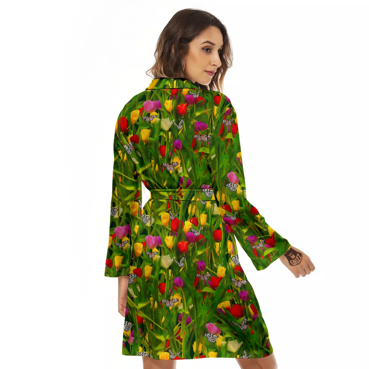 Tulip Field Print Pattern Women's Robe-grizzshop