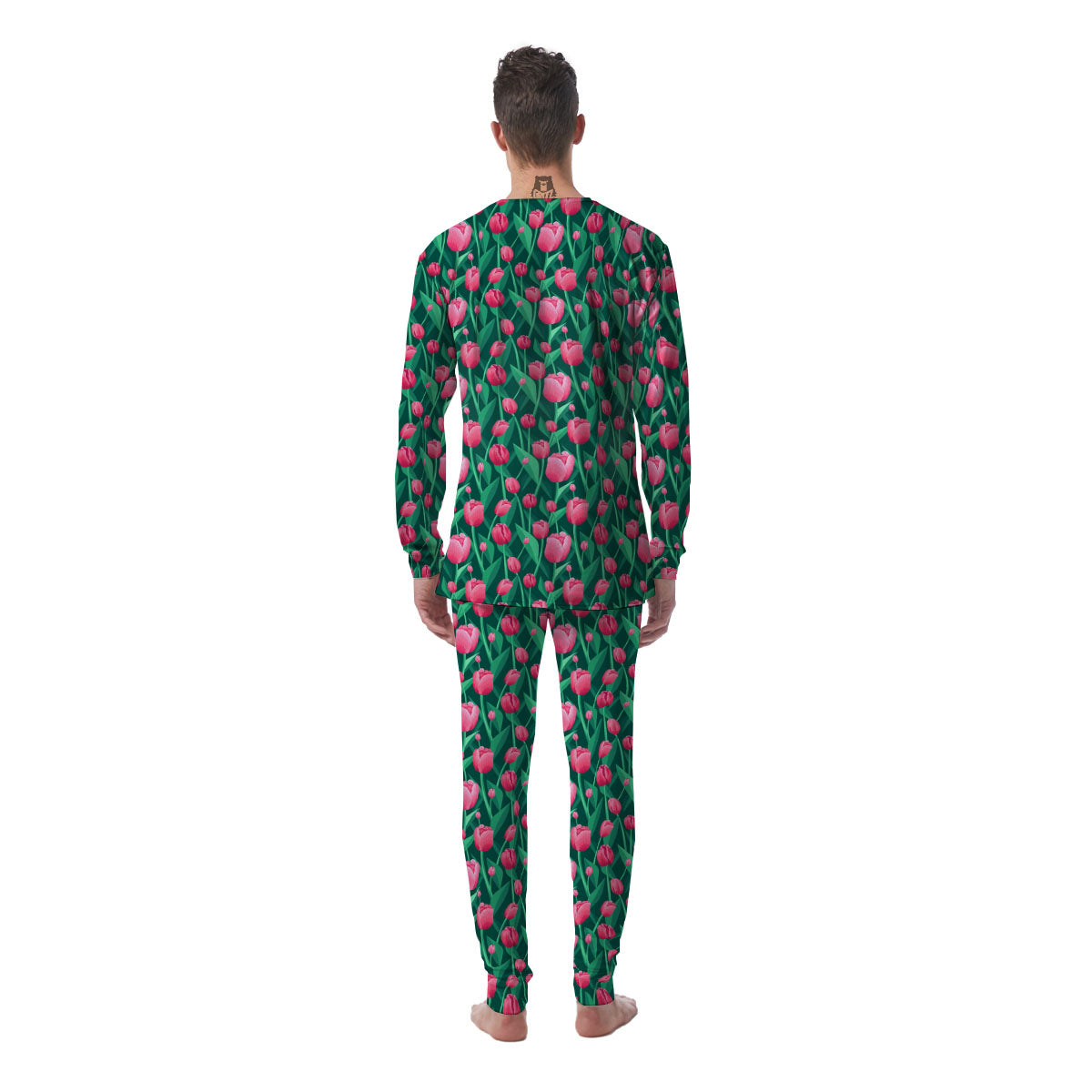 Tulip Pink Print Pattern Men's Pajamas-grizzshop