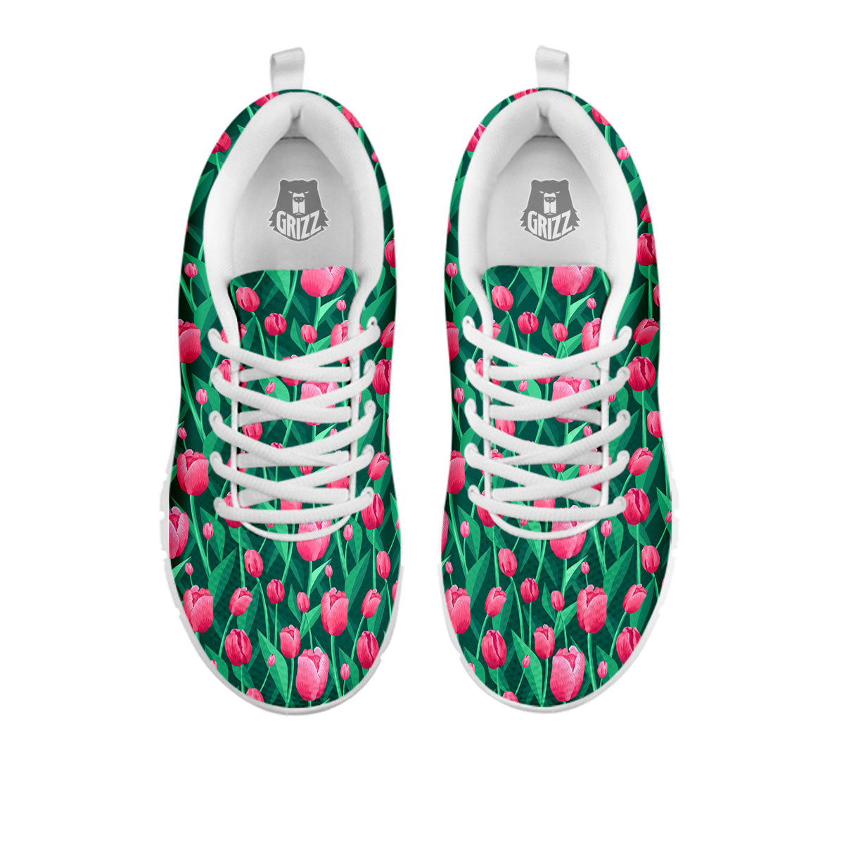 Tulip Pink Print Pattern White Sneaker-grizzshop