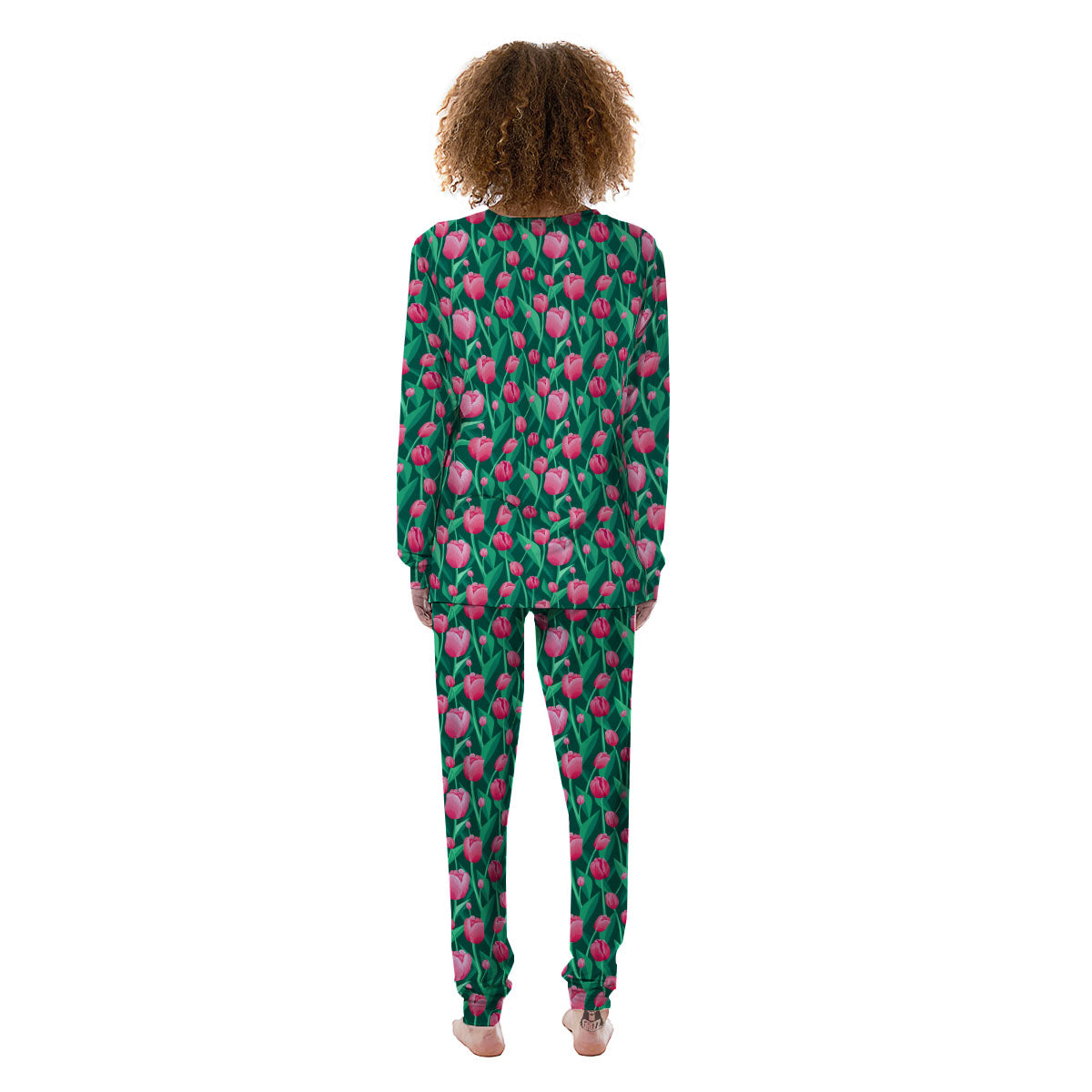Tulip Pink Print Pattern Women's Pajamas-grizzshop