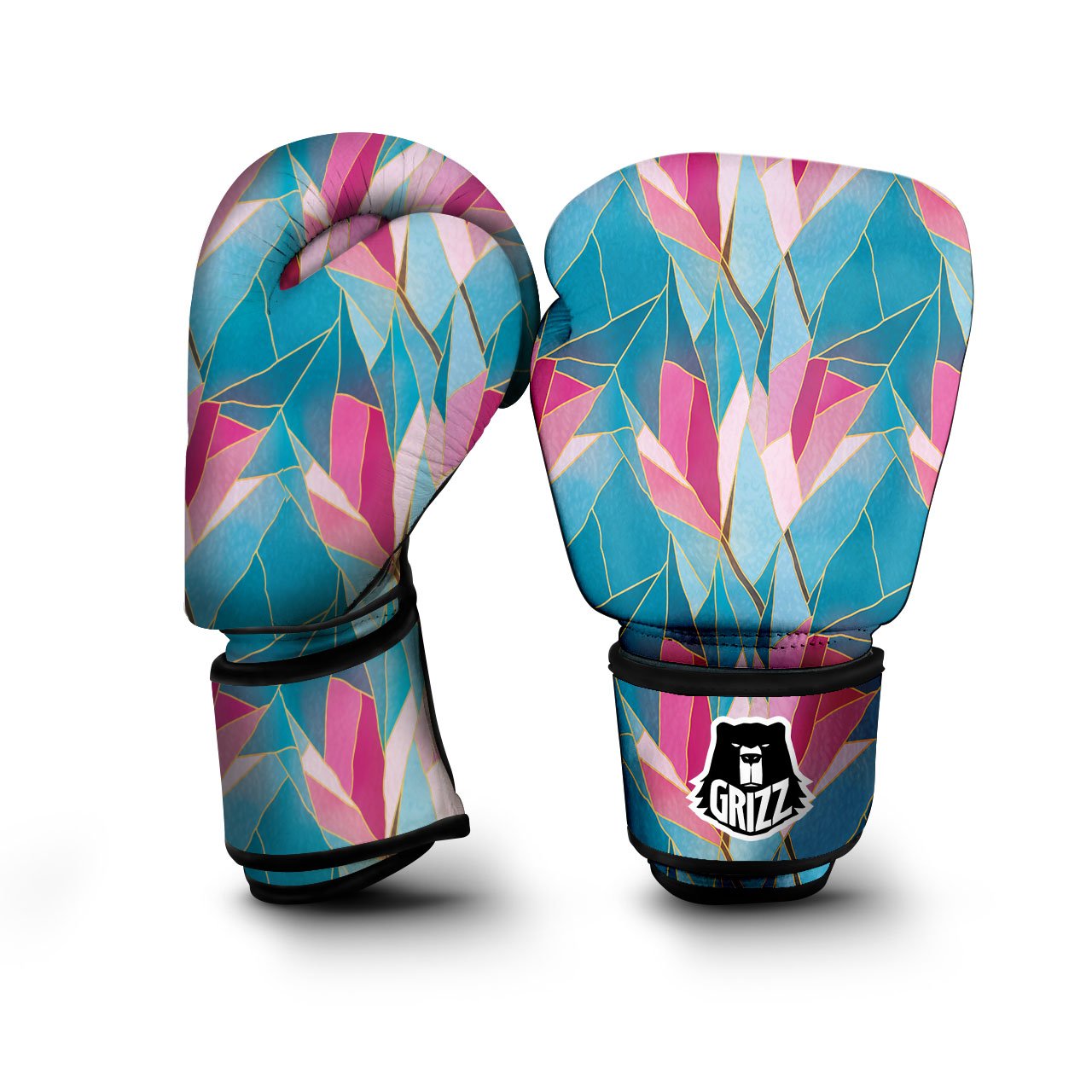 Tulip Polygon Print Pattern Boxing Gloves-grizzshop