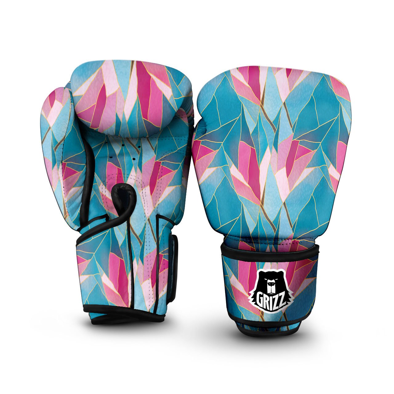 Tulip Polygon Print Pattern Boxing Gloves-grizzshop