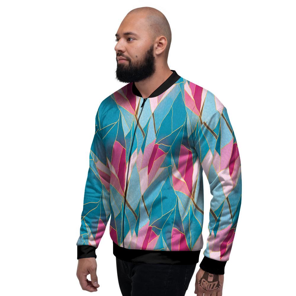 Tulip Polygon Print Pattern Men's Bomber Jacket-grizzshop