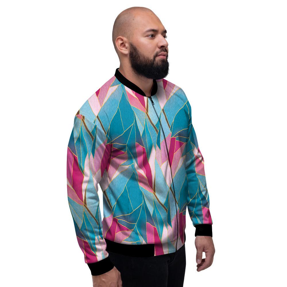 Tulip Polygon Print Pattern Men's Bomber Jacket-grizzshop