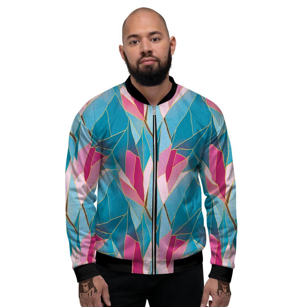 Tulip Polygon Print Pattern Men's Bomber Jacket-grizzshop