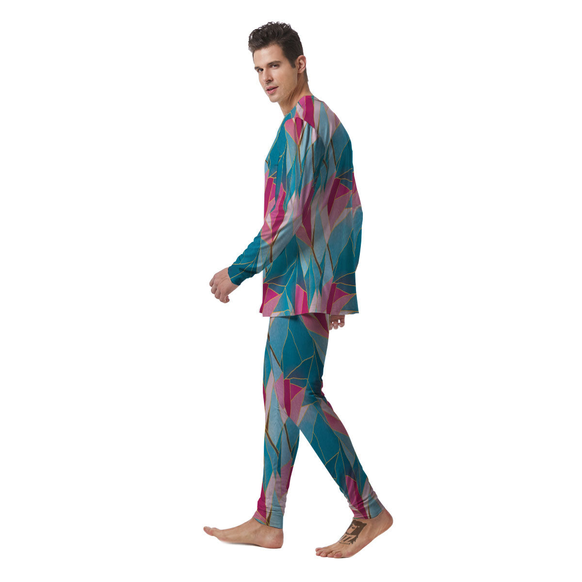 Tulip Polygon Print Pattern Men's Pajamas-grizzshop