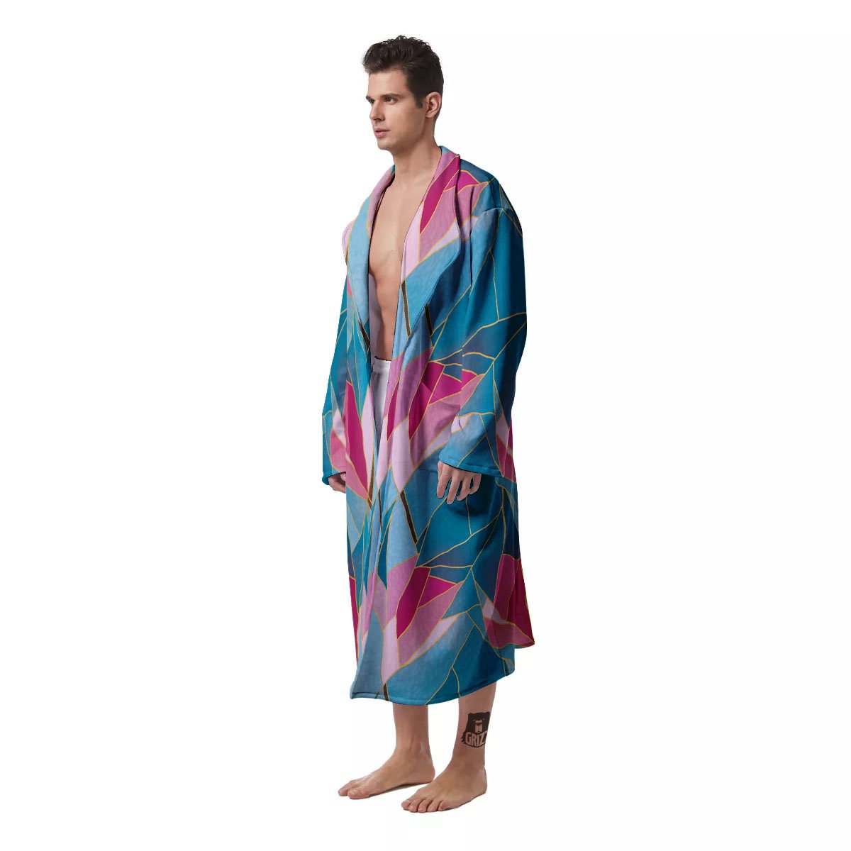 Tulip Polygon Print Pattern Men's Robe-grizzshop