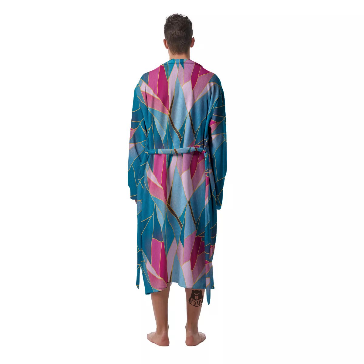 Tulip Polygon Print Pattern Men's Robe-grizzshop