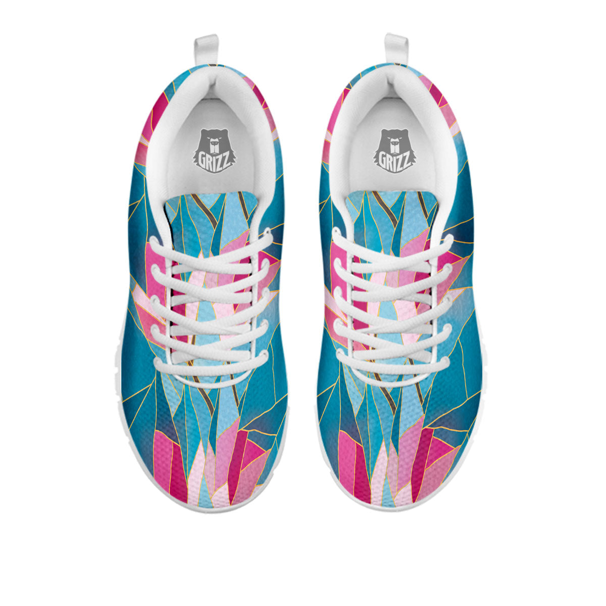 Tulip Polygon Print Pattern White Sneaker-grizzshop