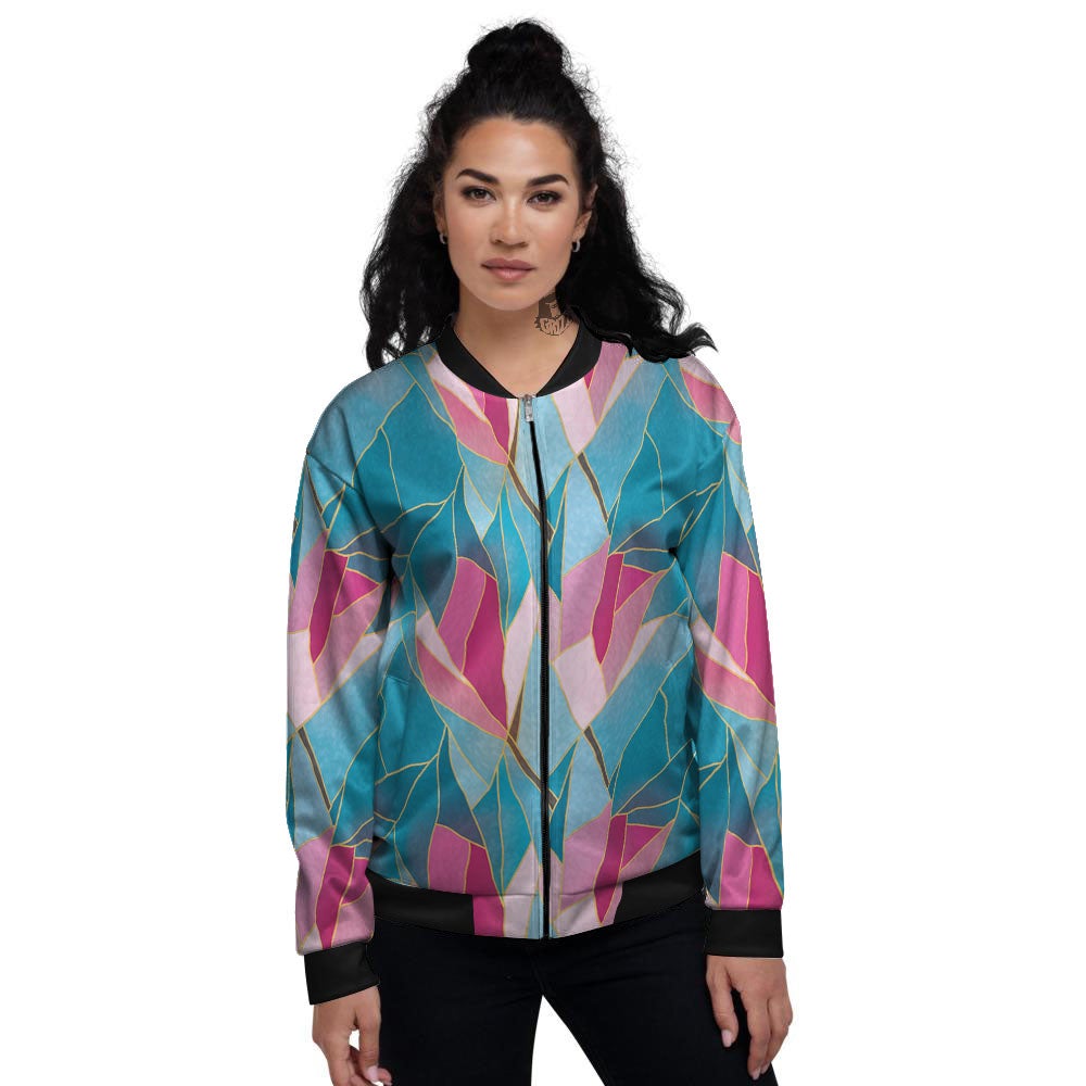 Tulip Polygon Print Pattern Women's Bomber Jacket-grizzshop