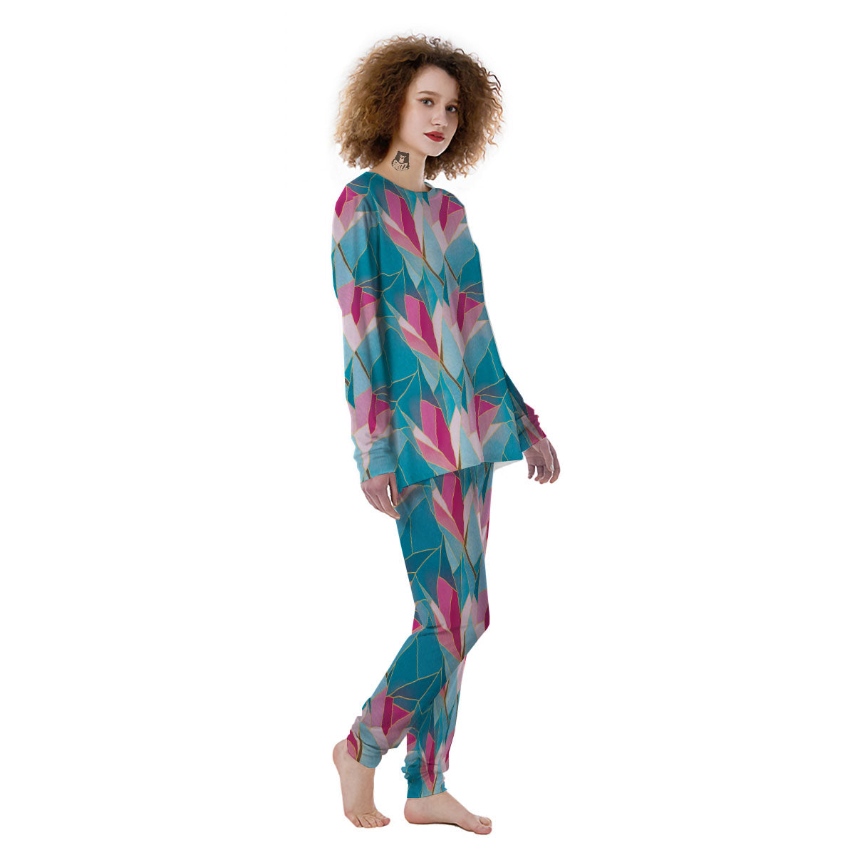 Tulip Polygon Print Pattern Women's Pajamas-grizzshop