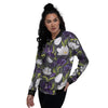 Tulip Purple And White Print Pattern Women's Bomber Jacket-grizzshop