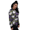 Tulip Purple And White Print Pattern Women's Bomber Jacket-grizzshop