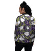 Tulip Purple And White Print Pattern Women's Bomber Jacket-grizzshop