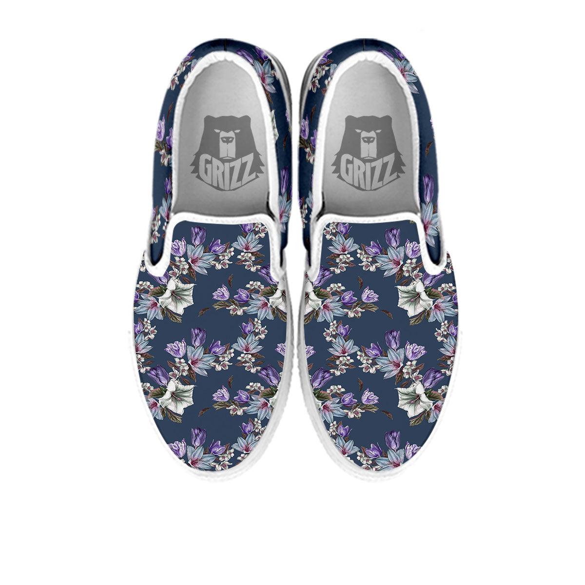 Tulip Purple Watercolor Print Pattern White Slip On Shoes-grizzshop