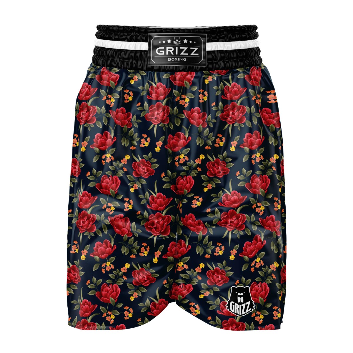 Tulip Red Print Pattern Boxing Shorts-grizzshop