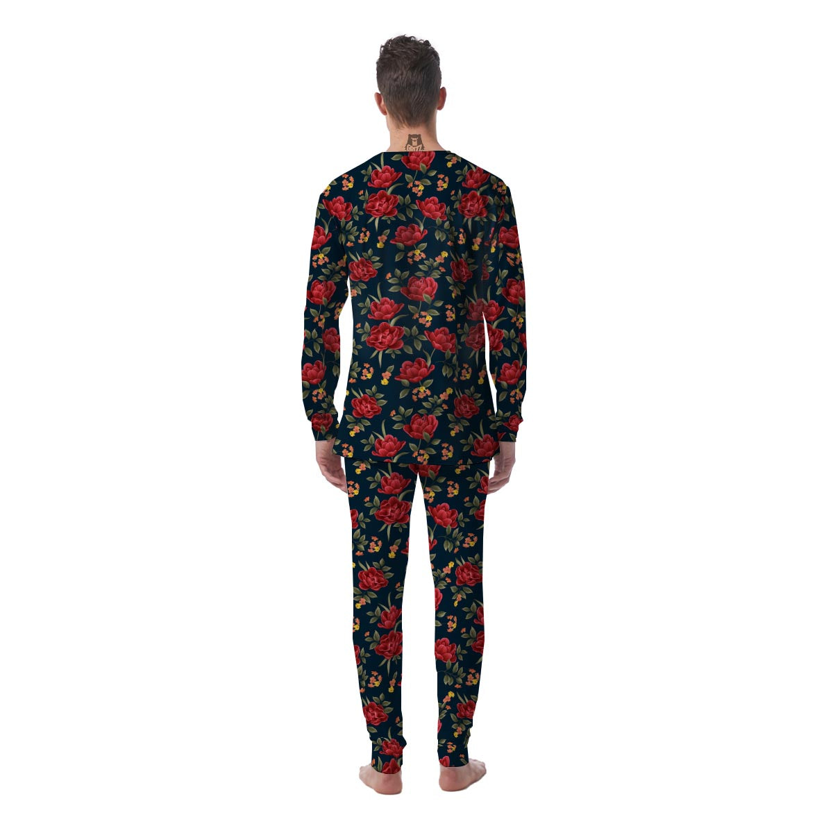 Tulip Red Print Pattern Men's Pajamas-grizzshop