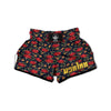 Tulip Red Print Pattern Muay Thai Boxing Shorts-grizzshop