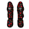 Tulip Red Print Pattern Muay Thai Shin Guards-grizzshop